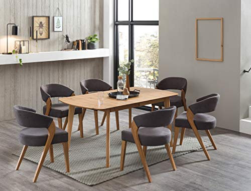 expendio Tischgruppe Ausziehtisch Alois 1XL 160(210) x90 cm Eiche rustikal + Stühle Alani 1 Bezug Hera anthrazit Varianten, Anzahl Stühle:mit 6 Stühlen