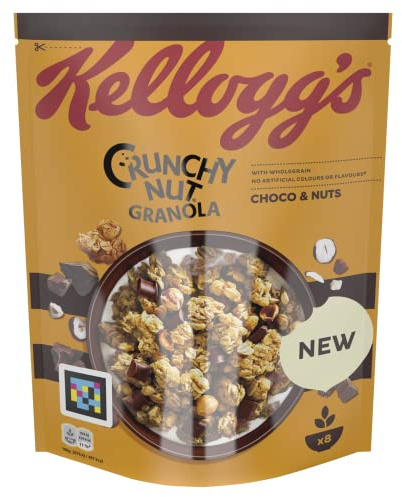 Kellogg's Crunchy Nut Granola Choco & Nuts (1 x 380 g) – Knusper Müsli mit Schokolade und Nüssen – Schoko-Nuss Granola mit Vollkorn ohne künstliche Farb- und Aromastoffe