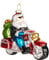 BRUBAKER Cooler Weihnachtsmann auf Motorrad mit Sonnenbrille Weihnachtskugel aus Glas - Christbaumschmuck Handbemalt Lustig - Christbaumkugel Figuren Weihnachtsdeko Anhänger - Deko Baumkugel