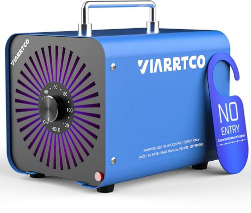 VIARRTCO Generatore di ozono da 30000 mg/h, ionizzatore per la rimozione degli odori dell'aria fino a 6000 metri quadrati, per casa, auto, cantina, garage, fumo, stanza degli animali domestici, blu