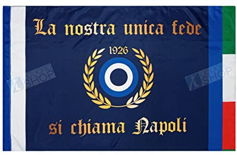 Bandiera Napoli Grande Bandierone Tre Metri Cm 300x150 La Nostra Unica Fede 1926 Campione D'Italia Festa 4° Scudetto