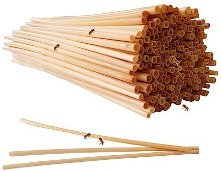 Molyorch 200 Stück Wildbienenhotel, Bienenhotel Nisthilfen, Insektenhotel Selber Bauen, Insektenhotel Zubehör, Nisthülsen, für Röhren Bienenstöcke, Insektenhotels, DIY-Basteleien Holzfarbe
