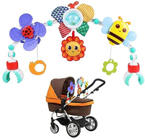 DigHealth Baby Kinderwagen Spielzeug Spielbogen, Kinderwagenkette Spielzeug mit Babyrassel und Windmühle, Babyspielzeug zum Aufhängen für Babys und Kleinkinder 0 3 6 9 12 Monaten (Insekt)