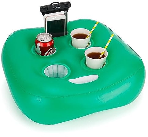 Aufblasbarer schwimmender, Getränkehalter mit 6 Löchern, großes Fassungsvermögen und transparentem Material, Schwimmkörper für Pool, Party, Strand weiß, Whirlpool