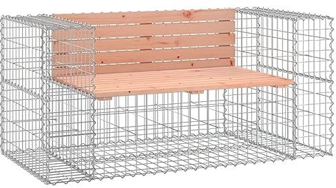 vidaXL Garden Bench with Unique Gabion Design, Solid Wood Douglas Construction, Compact Size for Outdoor and Patio Use