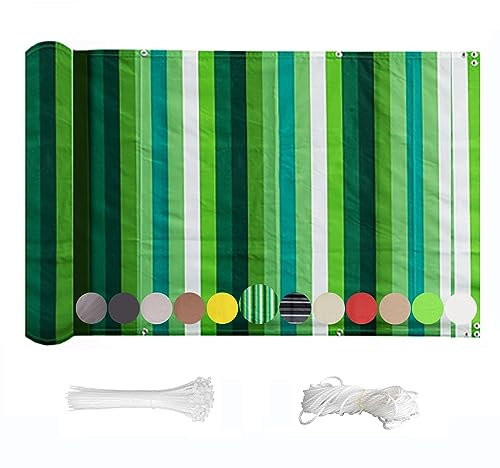 QINGLV Sichtschutz/Balkon 90x900cm Balkonverkleidungen Wasserdicht Wetterfester Garten Sichtschutz Für BalkongeläNder Garten -Grün Weiß