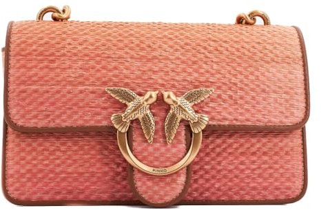 Pinko Love One Mini Light CL Rafia Sfumata + Vit. Seta, Borsa Donna, NA7Q_Fucsia/Arancione-Antique Gold