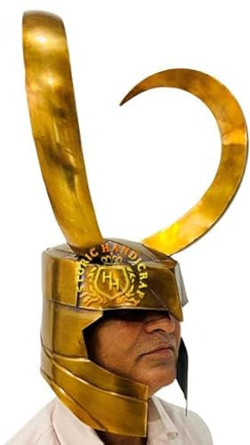 HISTORIC HANDICRAFT Mittelalterlicher Superheld-Loki-Helm, abnehmbare Hörner, Thor, Ragnarok, Helm, Larp, Sca, Rollenspiel, Rüstung, Helm, toller Artikel für Halloween