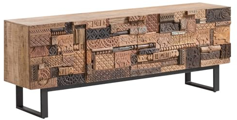 Woodkings Sideboard Greenland | 200 cm breit | Kommode Massivholz Mango und Altholz | Wohnzimmer Esszimmer Büro Flur | Unikat mit recyceltem Holz und viel Stauraum