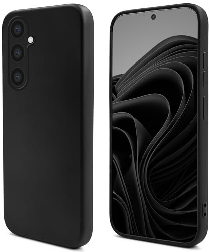 Moozy Silicone Case for Samsung A54 5G, Black - Liquid Silicone, Matte Finish, Soft Microfiber Lining, Raised Camera Edges