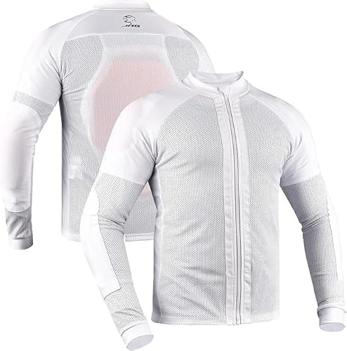 J.A.G. Motorcycle Mesh Shirt for Men with CE Certified Protective Padded Armors | All Season Motorcycle Riding Shirt White