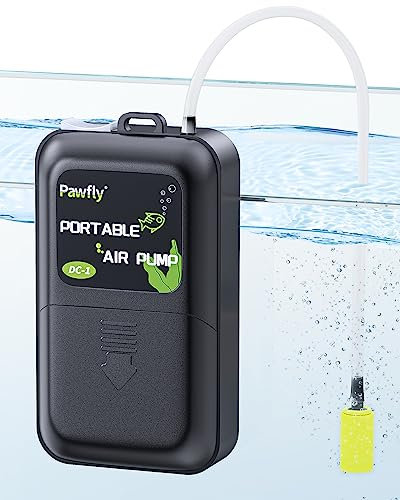 Pawfly Bomba Aire Acuario a Pilas 2.5 L/min Oxigenador Acuario a Batería para Cubos de Peceras de 20-120 L Bomba Aireadora Silenciosa Portátil para Pesca al Aire Libre Apagón y Transporte de Peces