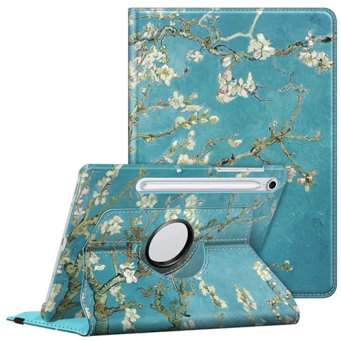 Fintie Rotating Case for Samsung Galaxy Tab S10 FE/ S9 FE 5G 10.9 Inch/Tab S9 11 Inch with S Pen Holder, 360 Degree Swiveling Stand Cover Auto Sleep/Wake, Blossom