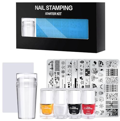 Weihnachten Nagel Stempel Vorlage Kit Silikon Stamper Scraper Winter Schneeflocken Nail Art Stamping Platten Nagel Stamping Weihnachten Nagel Stamping Vorlagen Nail Art Vorlage Schablonen