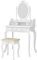 LEADZM Schminktisch mit Spiegel, Hocker & 4 Schubladen, Kosmetiktisch Frisiertisch Kommod, MDF Holz 75 x 40 x 142,5 cm, Weiß