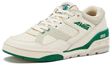 Avia 855 Basketball-Sneaker für Herren, Low-Top, Retro, Damen oder Herren, Sneakers für Straße oder Platz, Größen 37 bis 48, Blau und Weiß, Grün und Creme oder Grau und alle weißen Schuhe, Herren- und