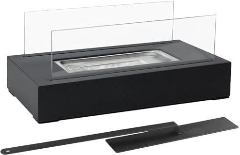 Pozo de Fuego de Mesa,Pozo de Fuego de Mesa - Chimenea de sobremesa Rectangular de Acero Inoxidable, Resistente al, Vidrio de Cuatro Caras - Máquina portátil para ahumar, Hoguera de Mesa Interior/ext