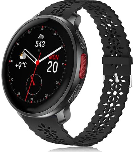 Blueshaweu Bracelet de montre de rechange, en silicone, pour femme, 20 mm, 22 mm, compatible avec Polar Unite,Ignite, Ignite 2, Ignite 3, Pacer, Grit X, Grit X Pro, Grit X2 Pro Smartwatch (20 mm, noir