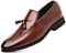 Mocasines para hombre, zapatos de vestir formales Oxfords de piel sin cordones, Brown, 43.5 EU
