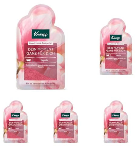 Kneipp Badeperlen Dein Moment ganz für Dich - Badezusatz mit hochwertigem Magnolien-Extrakt und reichhaltigem Arganöl für ein samtweiches Hautgefühl - 60g (Packung mit 5)