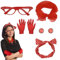 Tutukyle Damen 50er Jahre Accessoires Rockabilly 5TLG Rot 60er Jahre Outfit Chiffonschal Punkte Brille Handschuhe Punkteohrringe Perfekt für Retro-Partys
