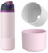 Silicone Water Bottle Boot for Owala 32 Oz, 2Pcs Bottles Bottom Cover Protector for Owala, Anti-Slip Protective Sleeve for FreeSip, Twist, and Flip Stainless Steel Bottles (White+Pink, For 24oz)