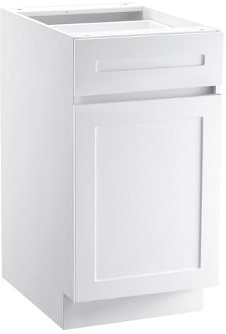 VEVOR White Shaker Base Cabinet with Drawer, 18-Inch Unassembled Drawer Base Cabinet, 18 W x 24 D x 34.5 H Ready to Assemble Cabinet with Soft-Close Door and Adjustable Shelf, for Home Office