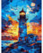 QENSPE Peinture par numéros pour adultes, Phare DIY peinture à l'huile par numéros sur toile artisanat abstrait avec pinceaux peintures acryliques pour enfants, décoration d'intérieur 30x40cm