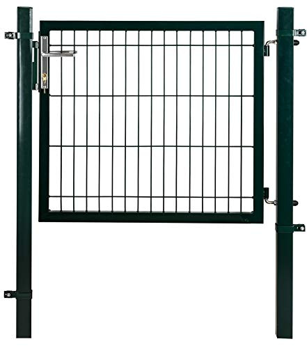 ESTEXO Gartentür Gartentor Zauntür Hoftür Gartenpforte Hoftor Gartenzaun Tor inkl. Pfosten, Schloss, Türklinke und Schlüssel (RAL 6005 Grün / 0,80 m)