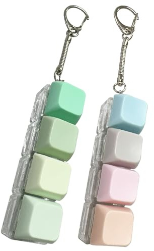 CHUNLINLAODA 2 Pcs Portachiavi Fidget Tastiera, Tastiera Fidget Toys per Adulti, Portachiavi fidget in 4 colori, Fidget Clicker per Tastiera con Pulsanti per Decompressione Decorazione (B)