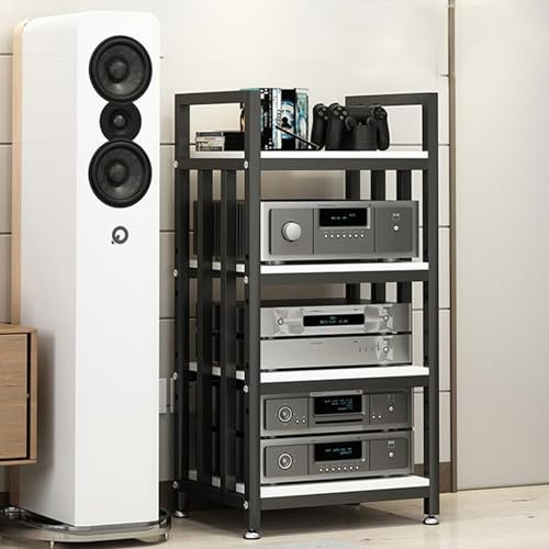 Mueble Equipo HiFi Estante Esquinero De 4 Niveles para Medios Audiovisuales, Soporte para Audio Y Vídeo, Centro De Entretenimiento, Amplificador, Altavoces, Tocadiscos Y De CD.(Style 4)