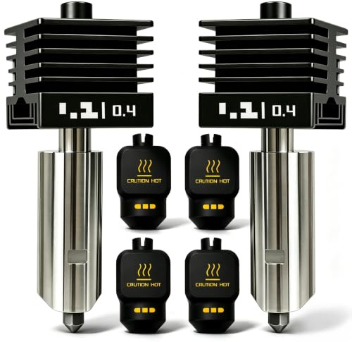 2-Pack 0.4MM P2S/X2D/H2D/H2S/H2C Hotend Druck Kopf Hot End Kit Extruder | Upgrade Hochtemperatur gehärtete Stahldüse mit 2PCS Silikon Abdeckung Socke für Bambu Lab A1/A1 Mini Combo 3D Drucker