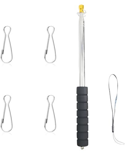 Xinlie 9.8FT Telescopic Flag Pole Telescopic Flag Pole Stainless Steels with Flag Clips Portable Handheld Flag Pole Stainless Steel Tour Guide Flag Pole for Tour Camping Guide Travel Teaching