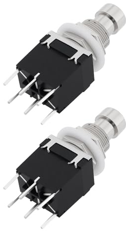 ECSiNG 2 Stücke 6Pin Elektrische Gitarre Effekt Pedal Schalter PBS-24-202P Bypass AUF/AUF DPDT Rast Stomp Fuß Schalter AC 250V/2A 125V/4A