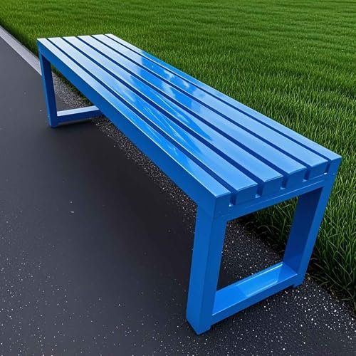 Gartenbank Metall Parkbank Ohne Lehne Balkon Sitzbank Wetterfest 2-4 Sitzer 100x40x45cm 120x40x45cm Für Garten Terrasse Belastbarkeit 200kg(Blau,1.8m)