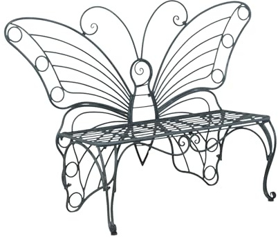 AcaciaHome Durable & Stylish 2-Seat Vintage Garden Butterfly Bench in Grey Antique Finish - 150cm Wide Patio Décor with Wrought Iron with Butterfly Backrest,Outdoor Seating for Adults & Kids