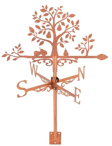 SUPERDANT Wetterhahn Aus Birnbaum Pflanze Windrichtungsanzeiger Baumblätter Wetterhahn für Garten Kupferwetterhahn Dekorative Wetterfahne Für Bauernhausschuppen Garten Rasen Dach Geschenke