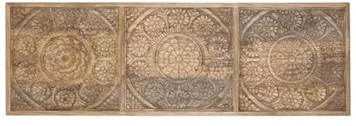 Bett-Kopfteil für 150-180 cm aus Holz mit 3 braunen Mandalas, 184 x 5 x 60 cm