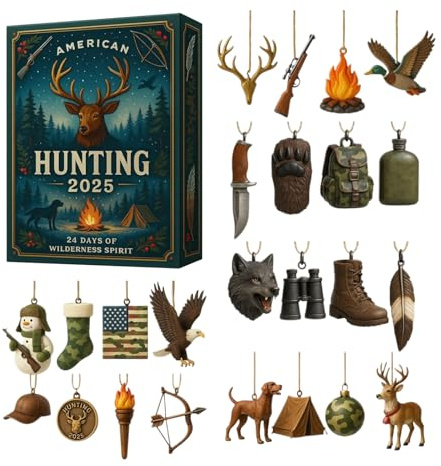 Weihnachtskalender Advent | 2D Acryl 24 Tage Anhänger | Coole Jagd