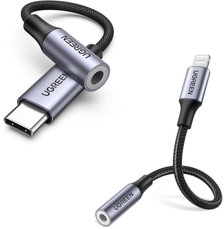 UGREEN USB C to 3.5mm Jack and Lightning to 3.5mm Headphone Jack Adapter