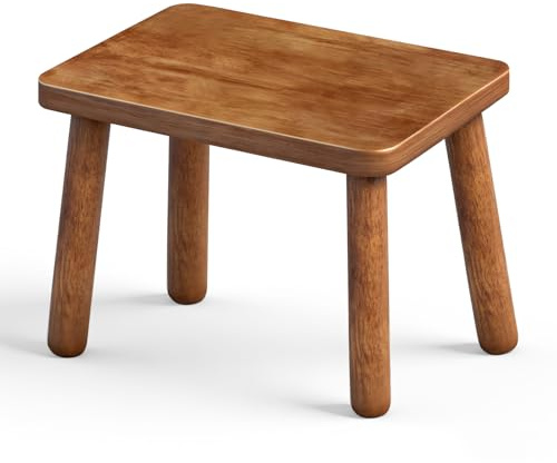 QIANBAIYI Kleiner Holzhocker, Stabiler Massivholzhocker 35 x 23.5 x 23.5 cm, Tragbarer Hocker für Kinder Erwachsene Wohnzimmer Badezimmer Küche Garten Angeln （Zwei rutschfeste Aufkleber beigefügt）