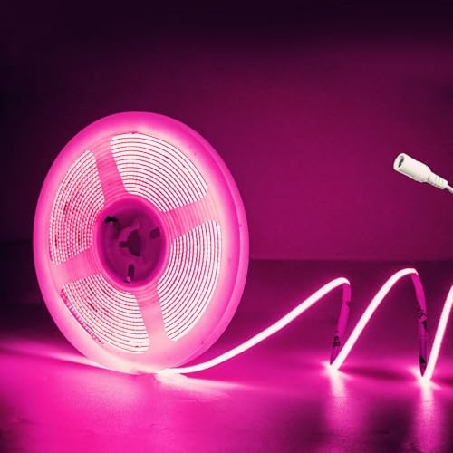 JBdusn 12V Striscia LED COB da Rosa, flessibile Strip Alta Luminosita 2.7mm di larghezza, 480LEDs/m nastro luminoso Luci tagliabile per progetti di illuminazione fai da te (non include alimentatore)