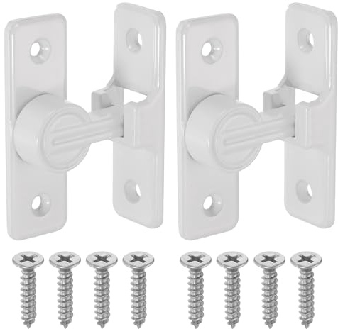sourcing map 2Pcs Barn Door Lock, 90 Degree Flip Barn Door Lock for Single Hinged & Sliding Doors, Zinc Alloy Sliding Security Latch with Screws for Garden Bathroom Garage, White