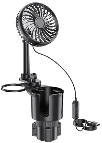 COOLHOOD Car Cup Mount Fan with USB Power 3 Wind Speeds Flexible Neck for Trucks SUVs Car Cup Holder Fan