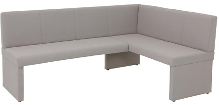 Hela Tische, Eckbank Sitzbank Turin, Langer Schenkel Links, Bezug Webstoff Schlamm, gepolstert Beine, Oeko-TEX, PFC-Free,max. 340kg belastbar