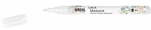 Kreul 47210 - Crayon laque fine blanc, avec pointe ogive épaisseur de trait 1-2 mm, pour créer, écrire et décorer des petits cadeaux originaux, des cartes, etc.