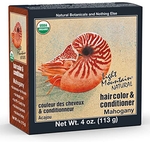 Light Mountain Henna Hair Color & Conditioner - Mahogany Hair Dye for Men/Women, Organic Henna Leaf Powder and Botanicals, Chemical-Free, Semi-Permanent Hair Color, 4 Oz