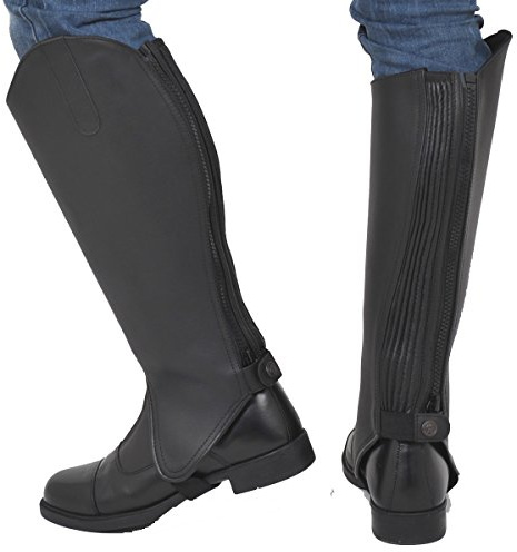 Riders Trend Erwachsene Reiterchaps Leder Premium Rindsleder mit Amara Gefüttert Chaps - Gaiter, XS, 10021056-BLK-XS