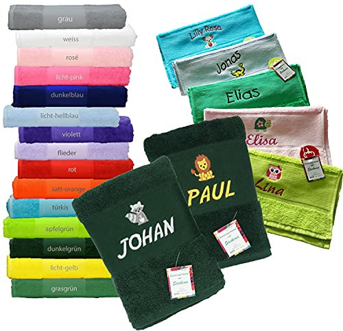 me Duschtuch, Badetuch 70x140 mit Namen/Motiv Bestickt (14 Farben zur Auswahl)