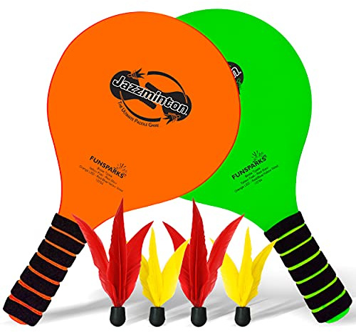 Funsparks Paddle Ball Jazzminton Game - All-Season Indoor/Outdoor Racquet Game for Active Play